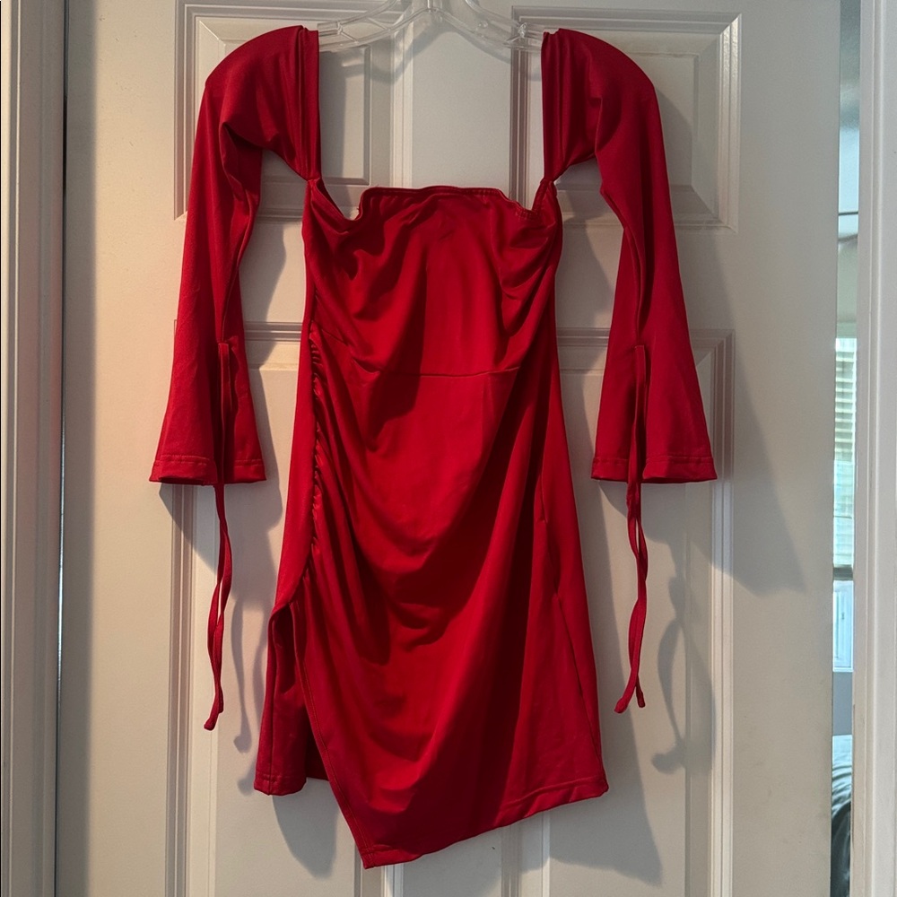 Red Long Sleeve Dress/Or used as a Top.